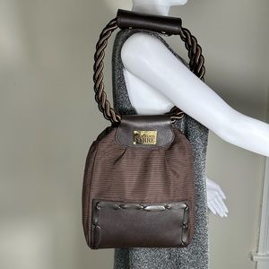 Gianfranco Ferre Milano Leather and Satin Handbag